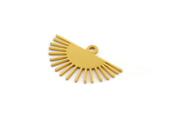 Gold Sun Charm, 12 Gold Plated Brass Sun Charms With 1 Loop, Findings (20x13x0.60mm) A4057