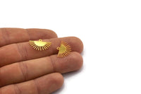 Gold Sun Charm, 12 Gold Plated Brass Sun Charms With 1 Loop, Findings (20x13x0.60mm) A4057