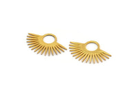 Gold Sun Charm, 6 Gold Plated Brass Sunshine Charms, Pendants, Findings (23x15x0.60mm) A3876
