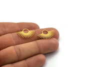 Gold Sun Charm, 6 Gold Plated Brass Sunshine Charms, Pendants, Findings (23x15x0.60mm) A3876