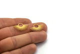 Gold Sun Charm, 6 Gold Plated Brass Sunshine Charms, Pendants, Findings (23x15x0.60mm) A3876