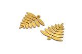 Gold Leaf Charm, 6 Gold Plated Brass Acacia Leaf Charms With 1 Loop, Findings (21x20x0.60mm) A4353 H0340