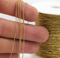Raw Brass Chain, 10 M. 1 Mm Raw Brass Faceted Ball Chain - Brs 4 ( Z006 )