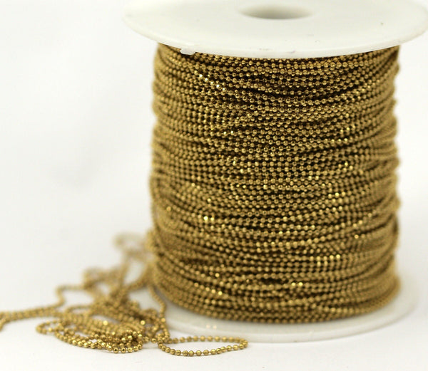 Raw Brass Chain, 10 M. 1 Mm Raw Brass Faceted Ball Chain - Brs 4 ( Z006 )
