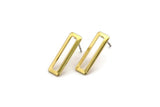 Rectangle Brass Earring, 12 Raw Brass Rectangle Stud Earrings (19x6x1mm) Brs 3140 B0037 A3790