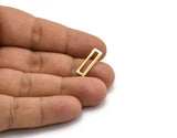 Rectangle Brass Earring, 12 Raw Brass Rectangle Stud Earrings (19x6x1mm) Brs 3140 B0037 A3790