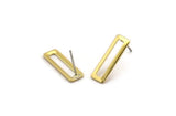 Rectangle Brass Earring, 12 Raw Brass Rectangle Stud Earrings (19x6x1mm) Brs 3140 B0037 A3790