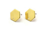 Brass Hexagon Earring, 8 Raw Brass Hexagon Stud Earrings With 1 Hole (12.5x1mm)  D0117 A6860