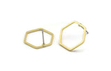 Hexagon Ring Earrings, 8 Raw Brass Hexagon Stud Earrings (16x0.80mm) Bs-1165 A3646