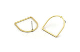 D Shape Earring, 8 Raw Brass D Shape Stud Earrings (19x19x1mm) BS 2329 A6861