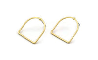 D Shape Earring, 8 Raw Brass D Shape Stud Earrings (19x19x1mm) BS 2329 A6861