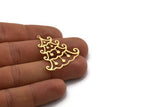 Brass Tree Charm, 4 Raw Brass Tree Charms With 1 Loop, Pendant, Findings (34x31x0.60mm) SMP0320