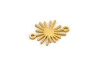 Gold Sun Charm, 24 Gold Plated Brass Sun Charms With 2 Loops, Connectors (15x11x0.60mm) A3651