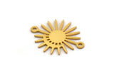 Gold Sun Charm, 10 Gold Plated Brass Moon And Sun Charms With 2 Loops, Connectors (20x16x0.60mm) A3195 H0076