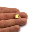 Gold Sun Charm, 10 Gold Plated Brass Moon And Sun Charms With 2 Loops, Connectors (20x16x0.60mm) A3195 H0076
