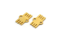 Gold Ethnic Charm, 24 Gold Plated Brass Ethnic Motif Charms With 2 Loops, Earring Charms, Connectors (11x7x0.60mm) A4091
