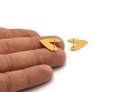 Gold Heart Earring, 4 Gold Plated Brass Heart Shaped Stud Earrings (18x17x0.80mm) A2717 H0231