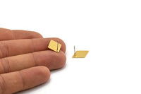 Gold Diamond Earring, 4 Gold Plated Brass Diamond Stud Earrings (17x12mm) D0005 A1317