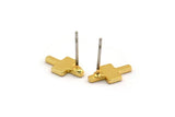 Gold T Earring, 6 Gold Plated Brass T Shape Stud Earrings (11x6x1mm) D951 A1243