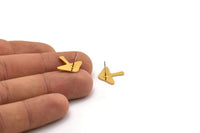 Gold Stud Earring, 6 Gold Plated Brass Mushroom Shaped Stud Earrings (15x18x0.60mm) A2947