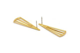 Gold Triangle Earring, 4 Gold Plated Brass Triangle Earrings With 1 Hole (36x12x0.80mm) D1173 A1336