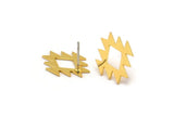 Earring Studs, 6 Gold Plated Brass - Ethnic Motif Shaped Stud Earrings - Gold Earrings - Earrings (17x13x0.60mm) A2985