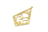 Brass Diamond Charm, 4 Raw Brass Mountain Charms With 1 Loop, Sun Rising Charms, Findings (42x26x0.60mm) SMP0346 A2615