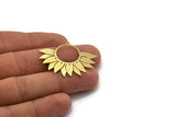 Brass Flower Charm, 4 Raw Brass Flower Shaped Charms With 1 Loop, Findings (30x40x0.60mm) SMP0150 A2249