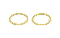 35mm Circle Earring, 4 Raw Brass Circle Stud Earrings (35x2x1mm) A5700 A3551
