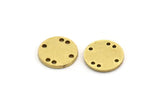 Brass Round Charm, 24 Raw Brass Round Shaped Charms With 6 Holes, Connectors (11x1mm) A6802
