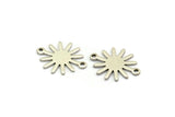 Silver Sun Charm, 24 Antique Silver Plated Brass Sun Connectors With 2 Loops, Findings (19x15x0.80mm) M01304