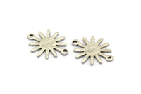 Gümüş Güneş Charm, 2 Döngülü 12 Dokulu Antik Gümüş Kaplama Pirinç Güneş Bağlantı Parçası, Bulgular (19x15x0,80 mm) M01303