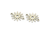 Silver Sun Charm, 12 Textured Antique Silver Plated Brass Sun Connectors With 2 Loops, Findings (19x15x0.80mm) M01302