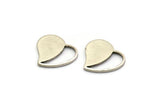 Silver Heart Charm, 12 Antique Silver Plated Brass Heart Blanks, Earrings, Findings (13x14x1mm) D1013