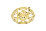 Brass Round Charm, 4 Raw Brass Star Charms With 1 Loop, Pendants, Findings (32x29x0.60mm) SMP0404