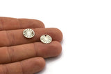 Silver Circle Charm, 24 Antique Silver Plated Brass Round Shaped Charms With 1 Hole, Findings (12x1mm) A2559