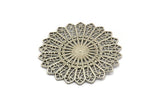 Silver Round Charm, Antique Silver Plated Brass Ethnic Round Charm, Blanks, Earring Findings (49mm) N1811