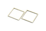 Silver Square Ring, 4 Antique Silver Plated Brass Square Connectors (35x1.5mm) D1517