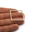 Silver Square Ring, 4 Antique Silver Plated Brass Square Connectors (35x1.5mm) D1517
