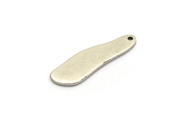 Silver Irregular Charm, 6 Antique Silver Plated Brass Irregular Shape Charm Earrings With 1 Hole, Findings (26x8x1mm) D0656