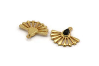 Gold Sun Charm, 2 Gold Plated Brass Drop Charms With 1 Loop, Earrings (22x19mm) N1114