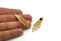 Gold Fringed Charm, Gold Plated Brass Fringed Charm With 1 Loop - Pad Size 6mm  (47x18x2mm) N1369