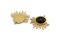Gold Sun Charm, Gold Plated Brass Sunshine Charm With 1 Loop, Pendant - Pad Size 16mm (35x32mm) N1268