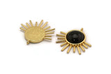 Gold Sun Charm, Gold Plated Brass Sunshine Charm With 1 Loop, Pendant - Pad Size 16mm (35x32mm) N1268