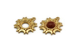 Gold Moon Charm, Gold Plated Brass Moon Pendant With 1 Loop, Stone Setting - Pad Size 10mm (32x28mm) N1291
