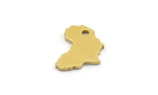 Africa Necklace Charm, Raw Brass African Continent Charms With 1 Hole, Findings (10x7x0.80mm) A0673