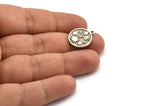 Silver Round Charm, 4 Antique Silver Plated Brass Round Charms With 1 Loop, Galaxy Findings, Universe Findings (19x17x1.5mm) N2395
