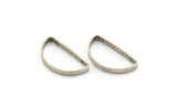 Silver Half Moon - 8 Antique Silver Plated Brass Semi Circle Connectors with 2 Holes (15x30x3x0.80mm) BS 1743