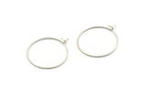Silver Earring Wires, 24 Antique Silver Plated Brass Earring Studs, Wire Hoops (25x0.70mm) BS 2233 H1675