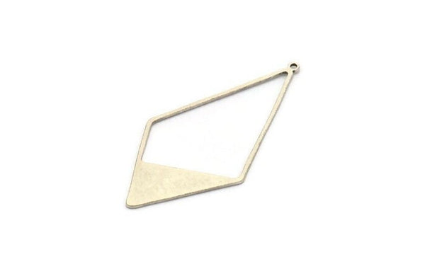 Silver Diamond Charm, 4 Antique Silver Plated Brass Diamond Charms With 1 Loop, Pendants, Findings (56x27.5x0.8mm) E628